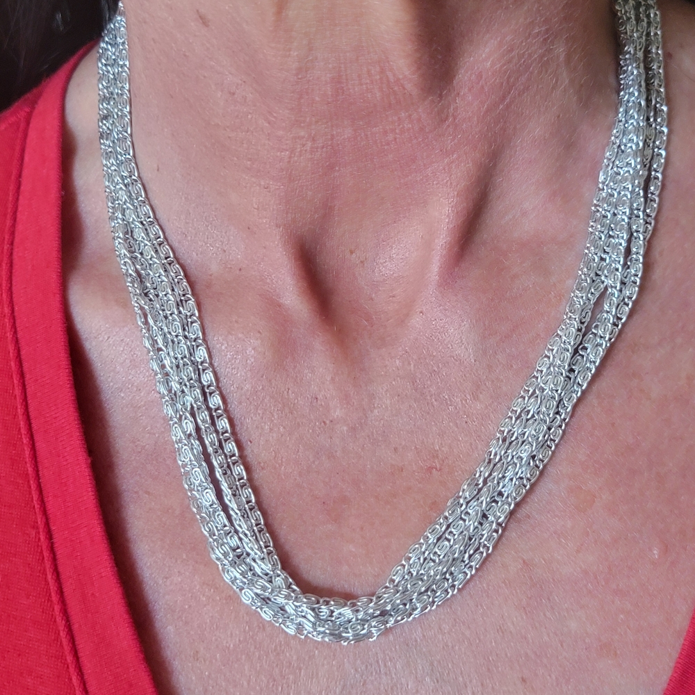 Vintage Sarah Coventry Multi-Strand 7 - Strand Silver Necklace